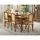 Klassischer Holzstuhl mit luxuriösem Polsterstoff Made in Italy - Majesty Viadurini