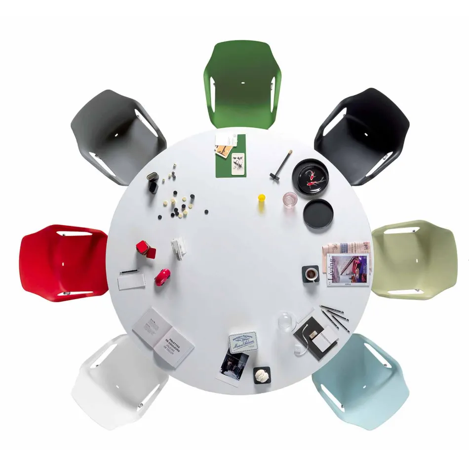 Stapelbarer Stuhl aus Metall und Polypropylen Hergestellt in Italien, 4 Stück - Karamell Viadurini