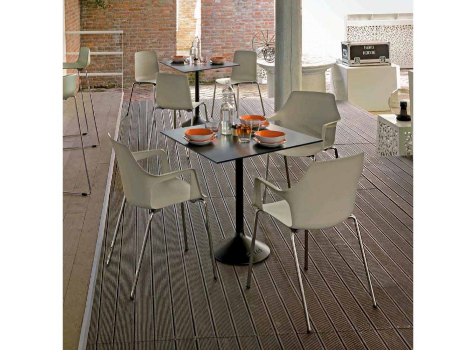 Stapelbarer Stuhl aus Metall und Polypropylen Hergestellt in Italien, 4 Stück - Karamell Viadurini