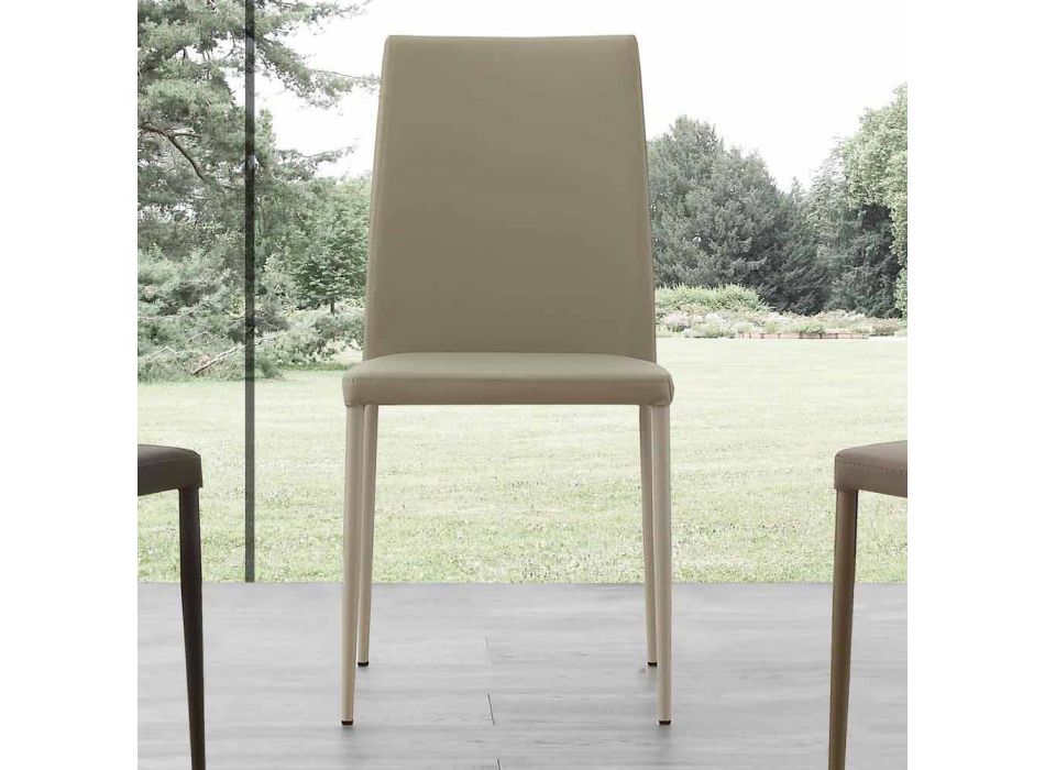 Caserta Metallstuhl mit Kunstleder bezogen, modernes Design Viadurini
