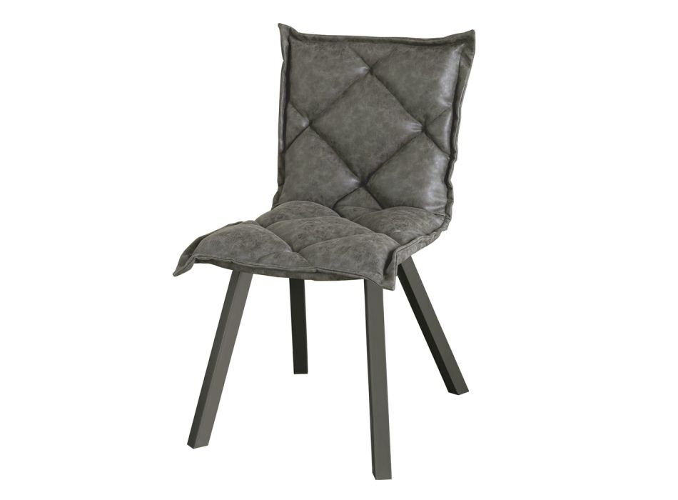 Stuhl aus lackiertem Metall und Sitzfläche aus Soft Vintage Made in Italy - Thani Viadurini