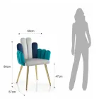 Stuhl aus grauem, grünem und blauem Stoff mit Samteffekt – Wassermelone Viadurini