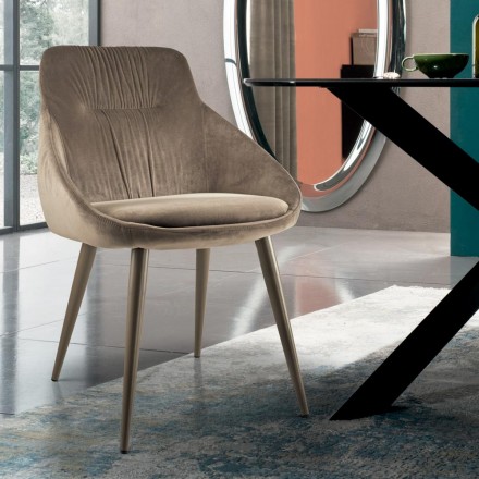 Stuhl aus Samt und RAL-lackiertem Stahl, hergestellt in Italien, 4 Stück – Mariapina Viadurini