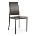Stuhl komplett gepolstert mit anthrazitfarbenem Öko-Leder, hergestellt in Italien – Ruscello