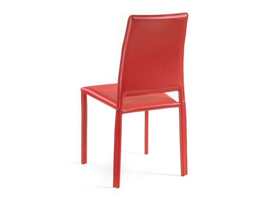 Stuhl komplett mit regeneriertem Leder gepolstert, hergestellt in Italien – Ruscello Viadurini