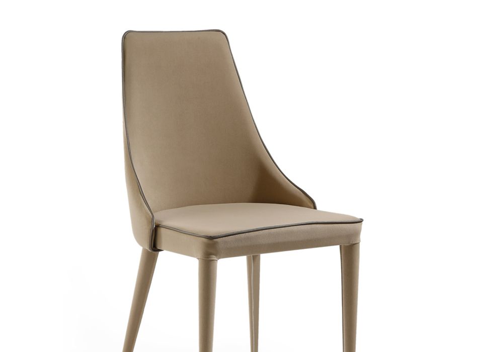 Stuhl komplett mit erdfarbenem Stoff gepolstert, hergestellt in Italien – Little Bear Viadurini
