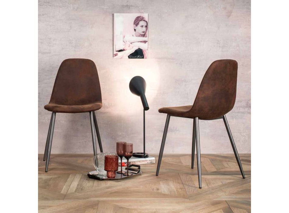 Wohnstuhl mit modernem Design aus Kunstleder, Elice, 4 Stück Viadurini