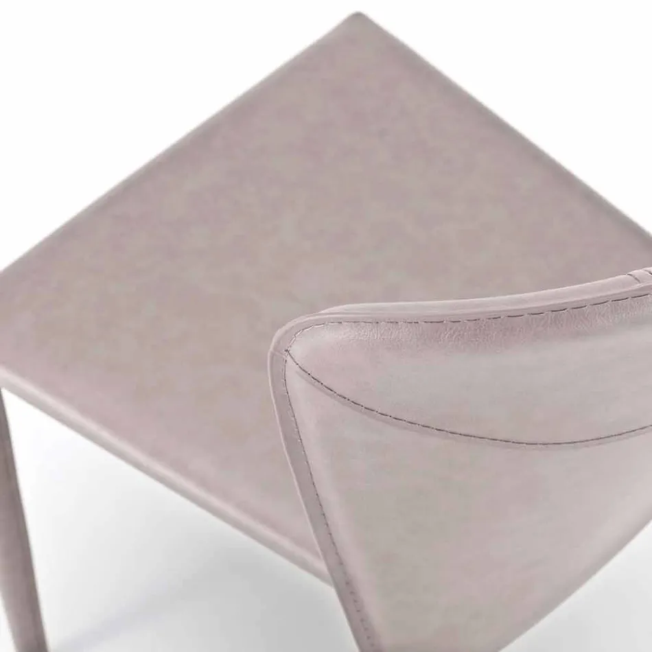 Moderner Wohnstuhl, komplett mit Kunstleder bezogen, Accadia, 4 Stück Viadurini