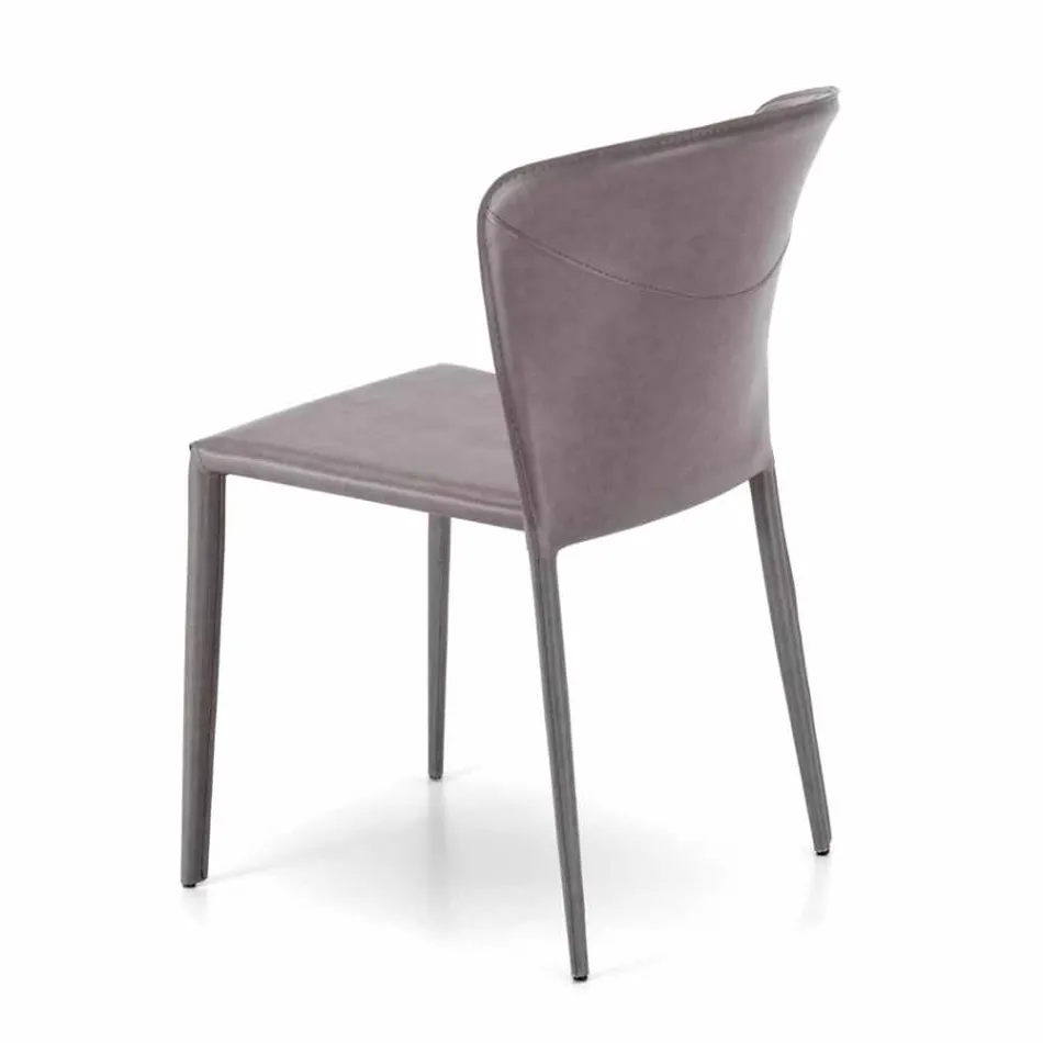 Moderner Wohnstuhl, komplett mit Kunstleder bezogen, Accadia, 4 Stück Viadurini