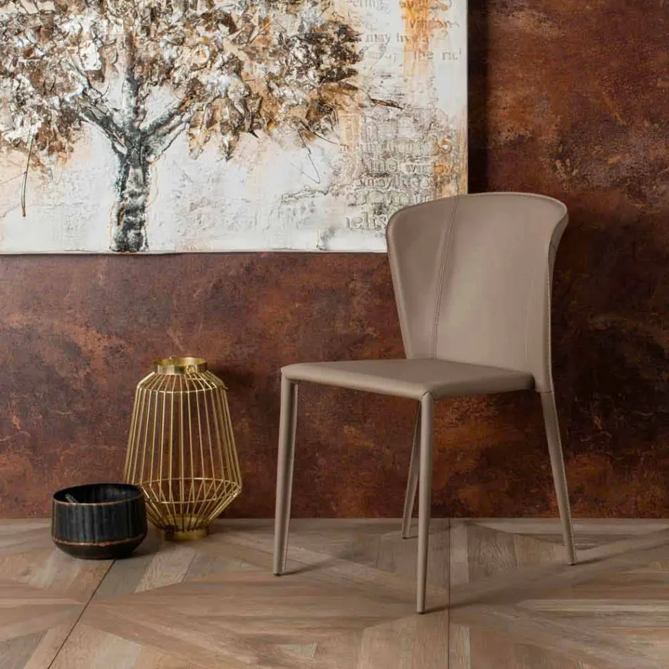 Moderner Wohnstuhl, komplett mit Kunstleder bezogen, Accadia, 4 Stück Viadurini