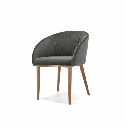 Moderner Stuhl mit Eschengestell und Stoff- oder Ledersitz – Tagata Viadurini