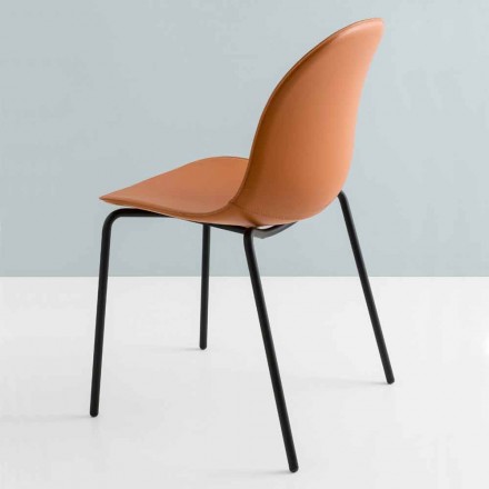 Connubia by Calligaris Academy moderner Stuhl aus Metall und Leder Viadurini