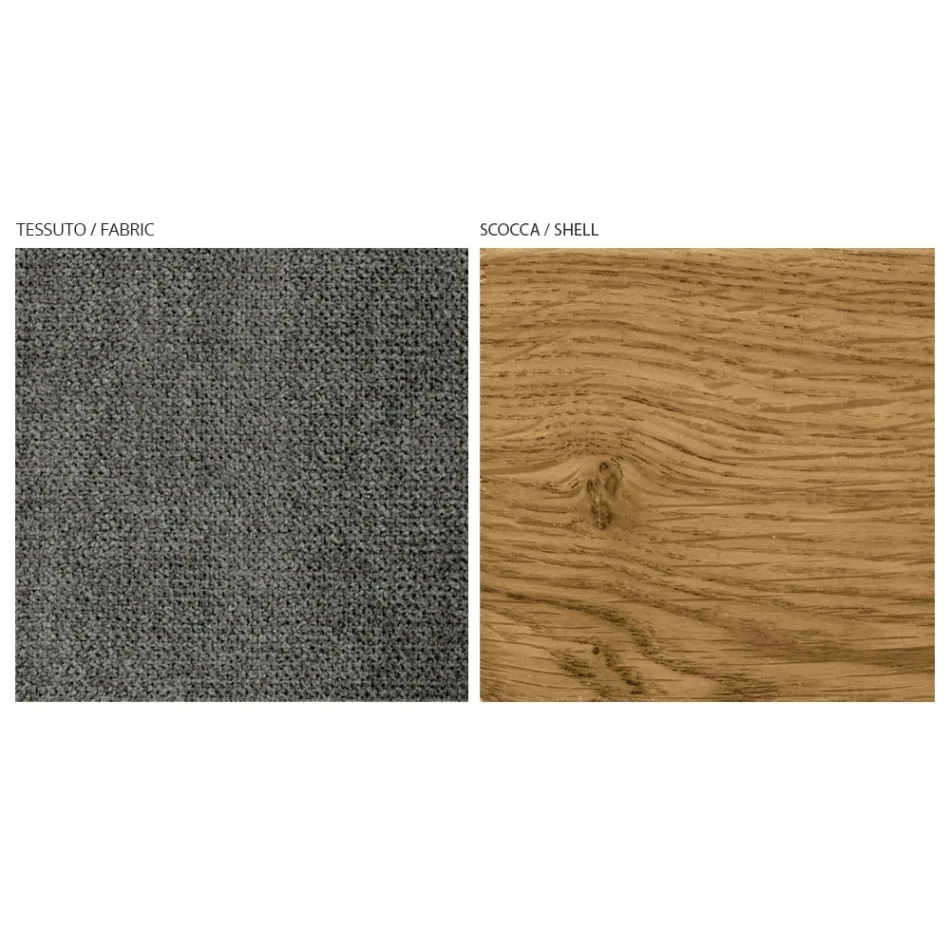 Moderner Wohnzimmerstuhl in verschiedenen Stoffen mit Holzschale - Wolter Viadurini