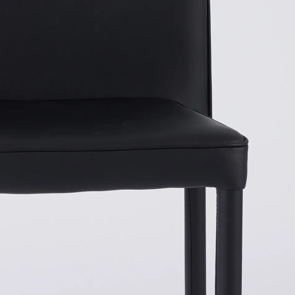 Moderner Wohnbereichsstuhl aus Öko-Leder und Metall, hergestellt in Italien – Michaela Viadurini