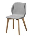 Moderner Stuhl mit elegantem Design aus Stoff mit Rand und Holz – Scarat