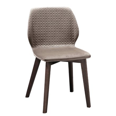 Moderner Stuhl mit elegantem Design aus gestepptem Samt und Holz – Scarat Viadurini