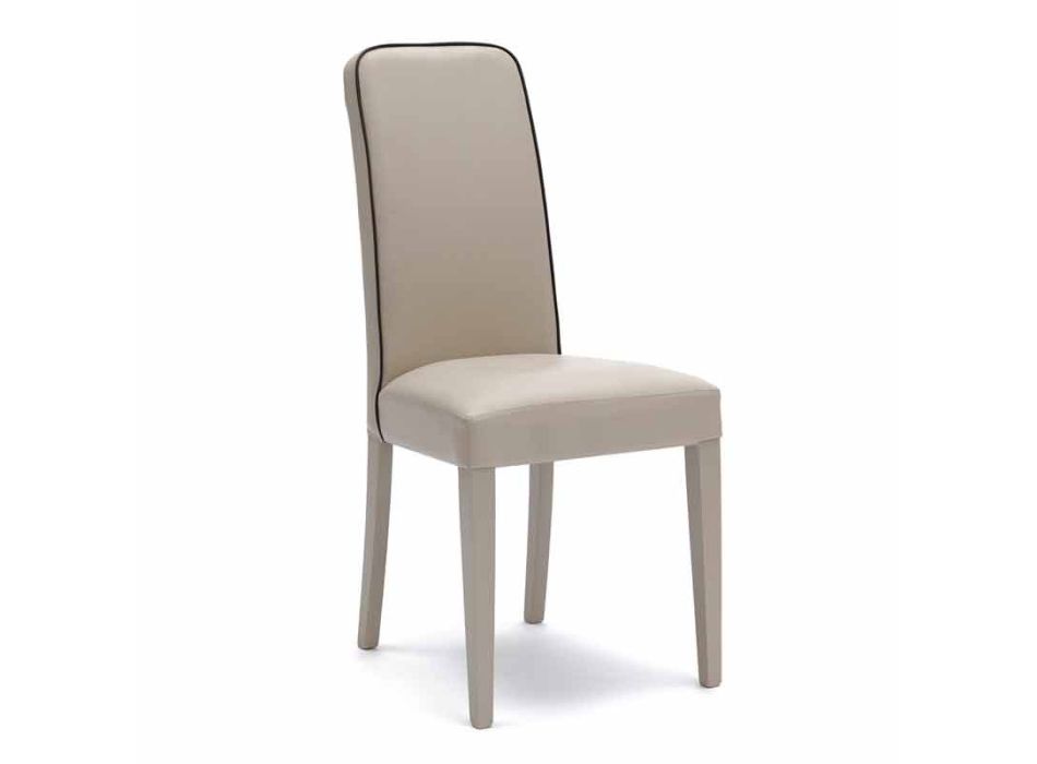 Moderner Stuhl aus Buchenholz und Kunstleder Fanny, 4 pz Viadurini