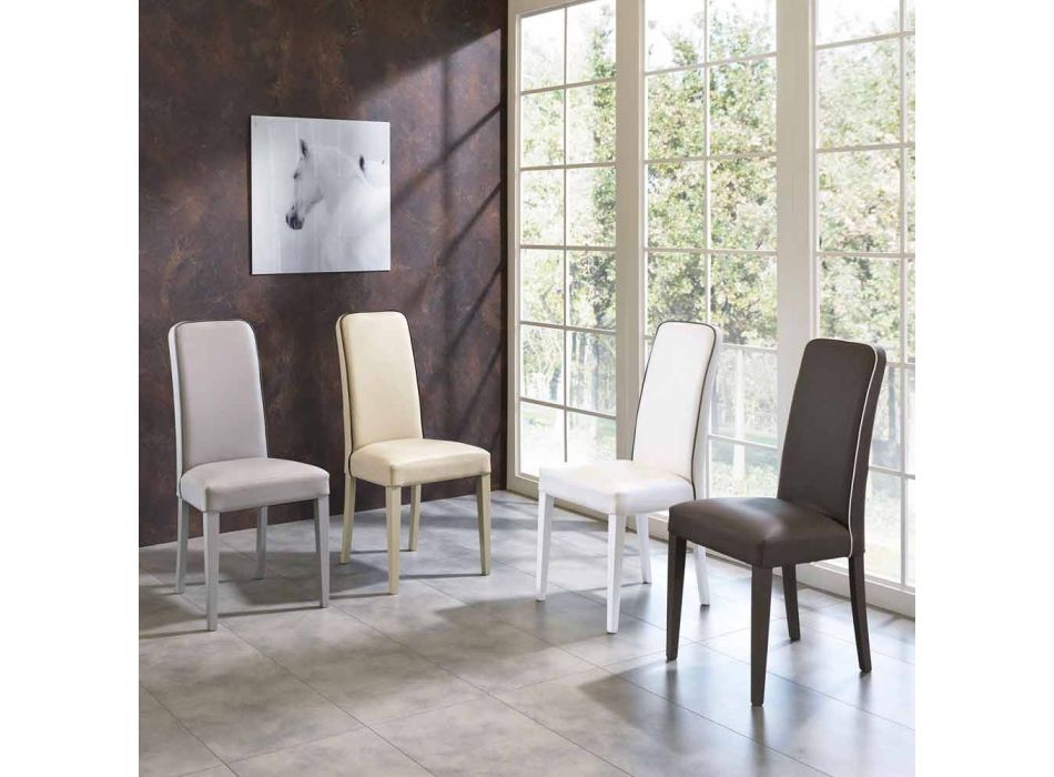 Moderner Stuhl aus Buchenholz und Kunstleder, 4 pz Fanny Viadurini