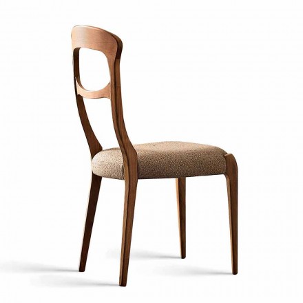 Moderner Stuhl aus massivem Canaletto Nussbaum und gepolstertem Sitz, Gemma Viadurini