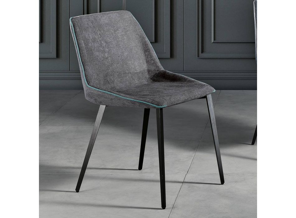 Moderner Stuhl aus Stoff und dreieckigen Beinen, hergestellt in Italien, Oriella Viadurini