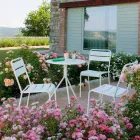 Stapelbarer Outdoor Stuhl pulverbeschichtet Made in Italy, 4 Stück - Amina Viadurini