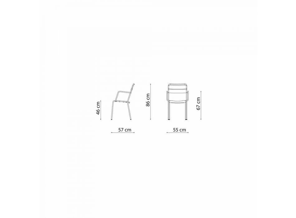 Stapelbarer Outdoor Stuhl pulverbeschichtet Made in Italy, 4 Stück - Amina Viadurini