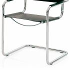 Stuhl für Konferenzraum oder Besprechungsraum aus schwarzem Leder und Metall - Cirillo Viadurini