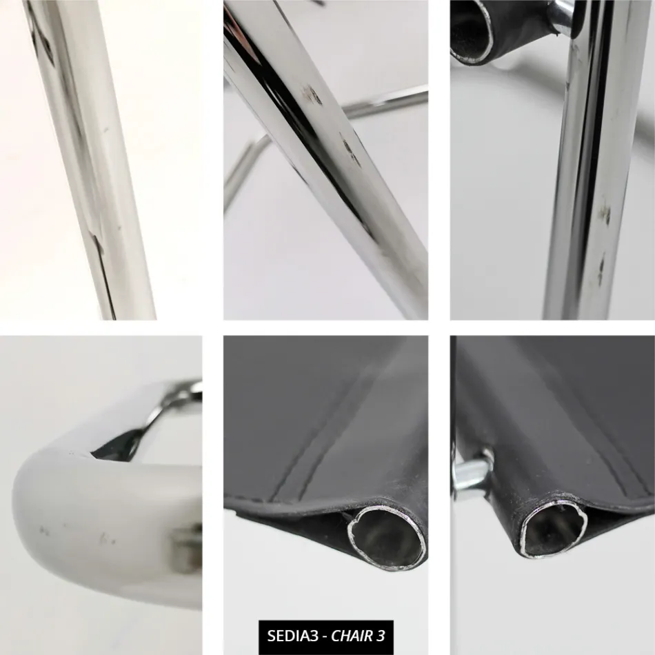 Konferenz- oder Besprechungsstuhl aus schwarzem Leder und Metall – Cirillo3/4 Viadurini