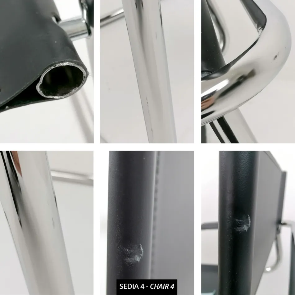 Konferenz- oder Besprechungsstuhl aus schwarzem Leder und Metall – Cirillo3/4 Viadurini