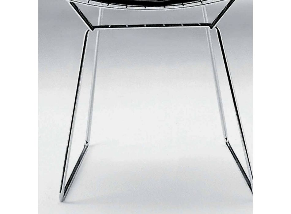 Esszimmerstuhl aus verchromtem Stahl und Leder Made in Italy - Beniamino Viadurini
