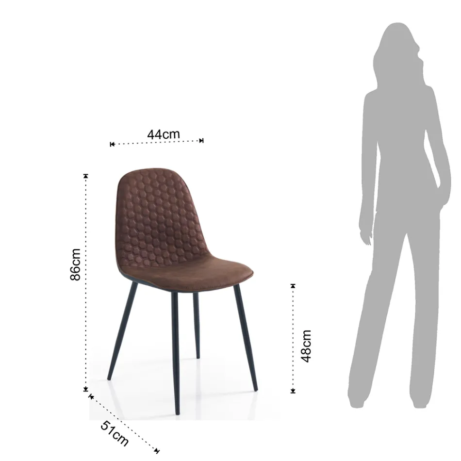 Esszimmerstuhl aus Mikrofaser und mattschwarzem Metall 4-teilig - Jake Viadurini