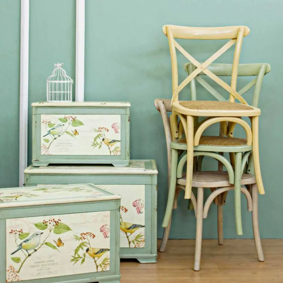 Esszimmerstuhl aus Rattan und Holz Klassisches Design Homemotion - Meridia Viadurini