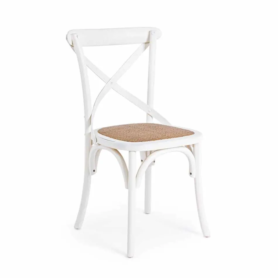 Esszimmerstuhl aus Rattan und Holz Klassisches Design Homemotion - Meridia Viadurini