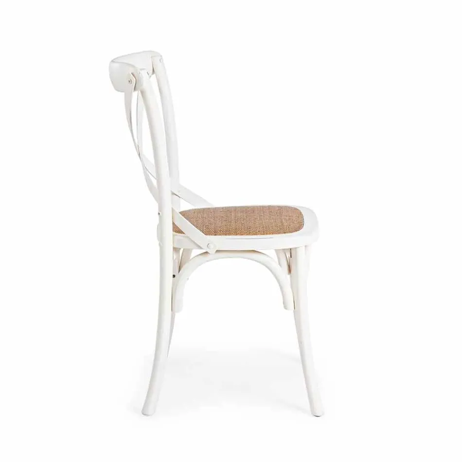 Esszimmerstuhl aus Rattan und Holz Klassisches Design Homemotion - Meridia Viadurini