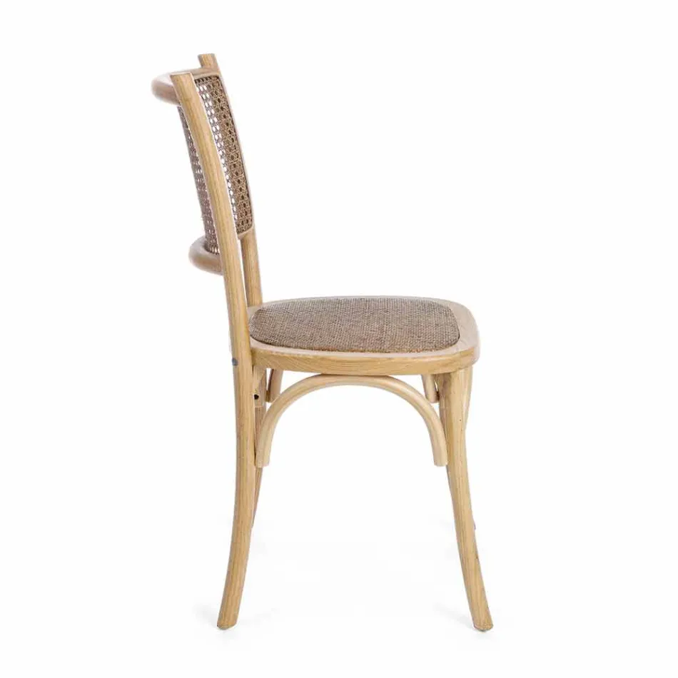 Esszimmerstuhl aus Rattan und Holz Klassisches Design Homemotion - Meridia Viadurini