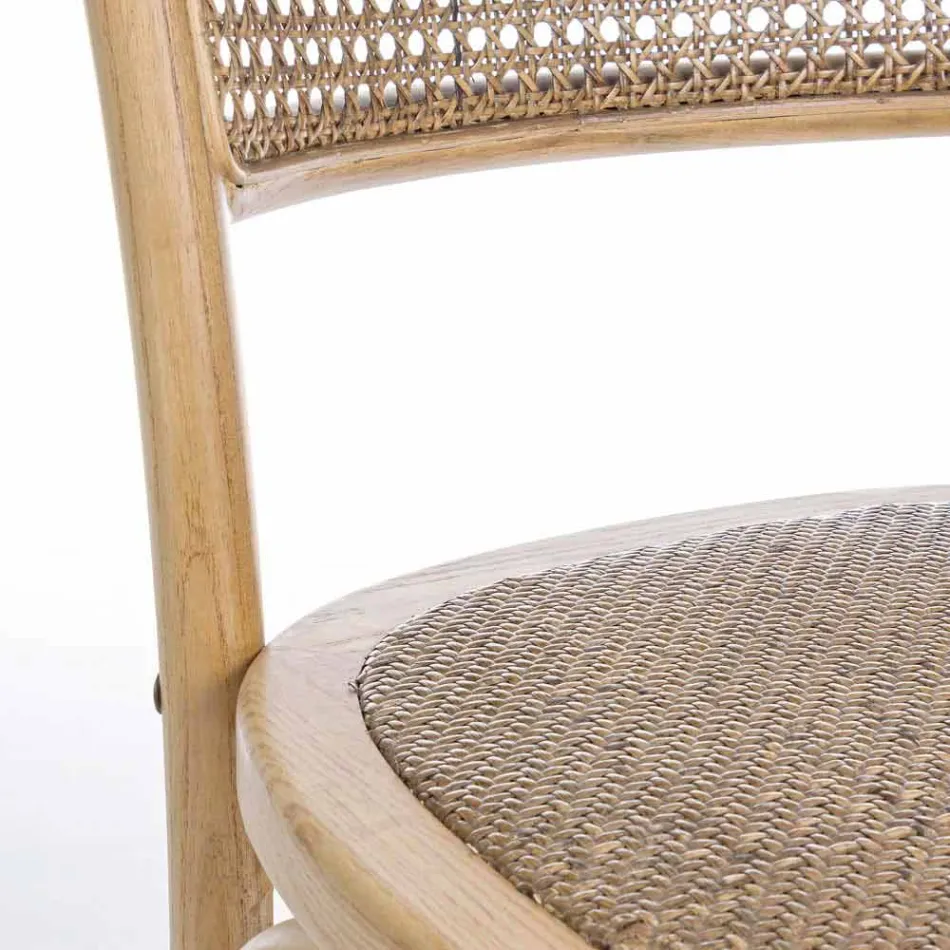 Esszimmerstuhl aus Rattan und Holz Klassisches Design Homemotion - Meridia Viadurini