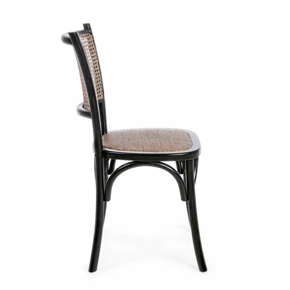 Esszimmerstuhl aus Rattan und Holz Klassisches Design Homemotion - Meridia Viadurini