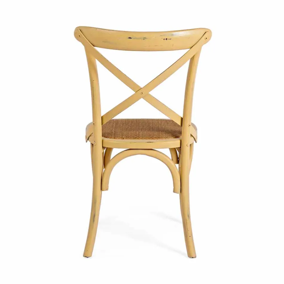 Esszimmerstuhl aus Rattan und Holz Klassisches Design Homemotion - Meridia Viadurini