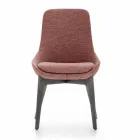 Stoff Esszimmerstuhl mit Holzsockel Made in Italy - Kokosnuss Viadurini