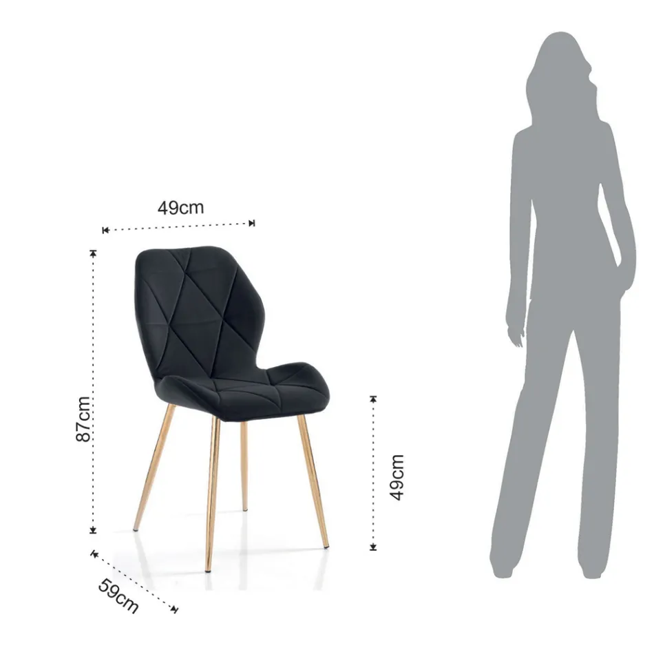 Esszimmerstuhl aus Stoff und goldenem Metall 4-teilig - Smeralda Viadurini