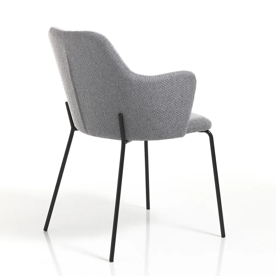 Esszimmerstuhl aus Stoff und mattschwarzem Metall 2-teilig - Corinna Viadurini