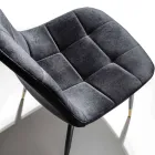 Esszimmerstuhl aus schmutzabweisendem Samt und Metall, 4 Stück - Carlina Viadurini