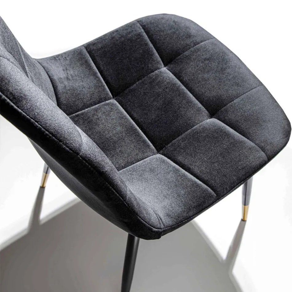 Esszimmerstuhl aus schmutzabweisendem Samt und Metall, 4 Stück - Carlina Viadurini