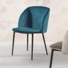Esszimmerstuhl aus Samt mit schwarzen Metallbeinen, 4 Stück - Hanna Viadurini