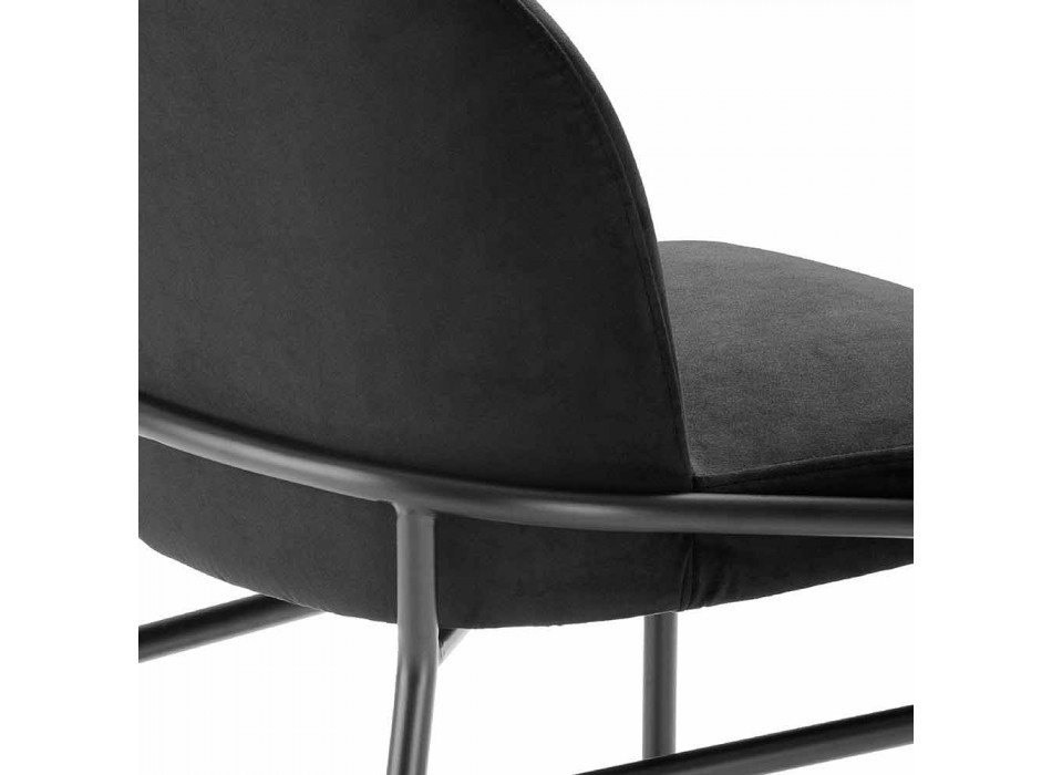Moderner Esszimmerstuhl aus Stoff und schwarzem Eisen, 2 Stück - Marica Viadurini