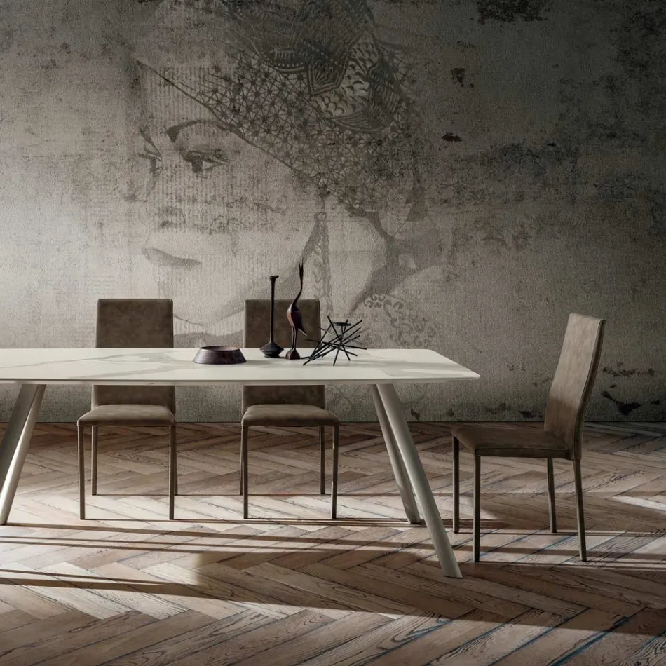 Esszimmerstuhl gepolstert mit Öko-Leder, hergestellt in Italien, 2 Stück – belgisch Viadurini