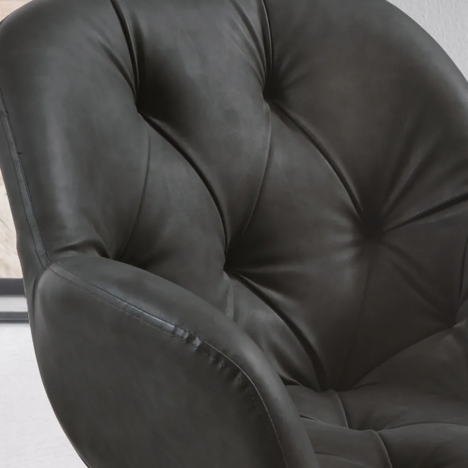 Esszimmerstuhl aus Kunstleder Metallstruktur 2 Stück - Delpiero Viadurini