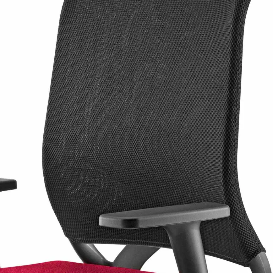 Drehbarer ergonomischer Design-Bürostuhl mit Armlehnen und Rollen - Meliva Viadurini