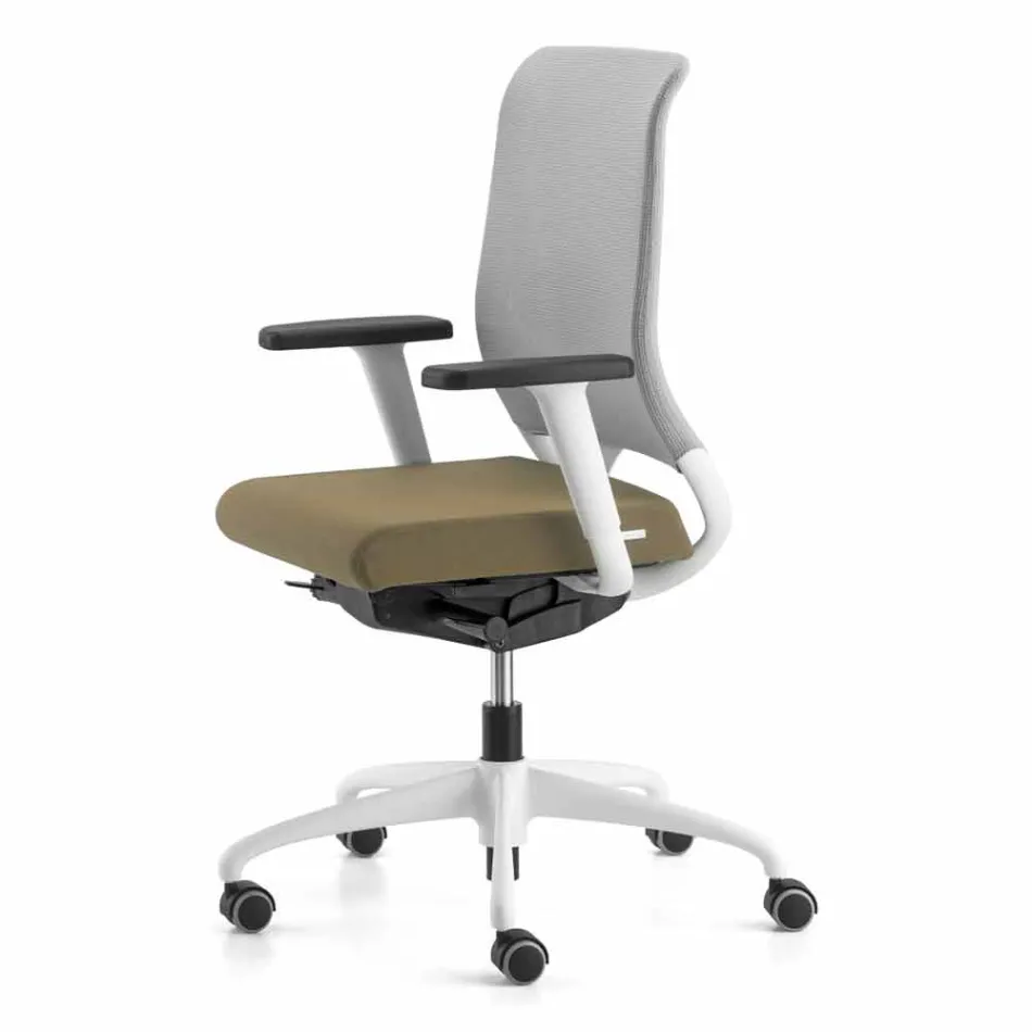 Drehbarer ergonomischer Design-Bürostuhl mit Armlehnen und Rollen - Meliva Viadurini