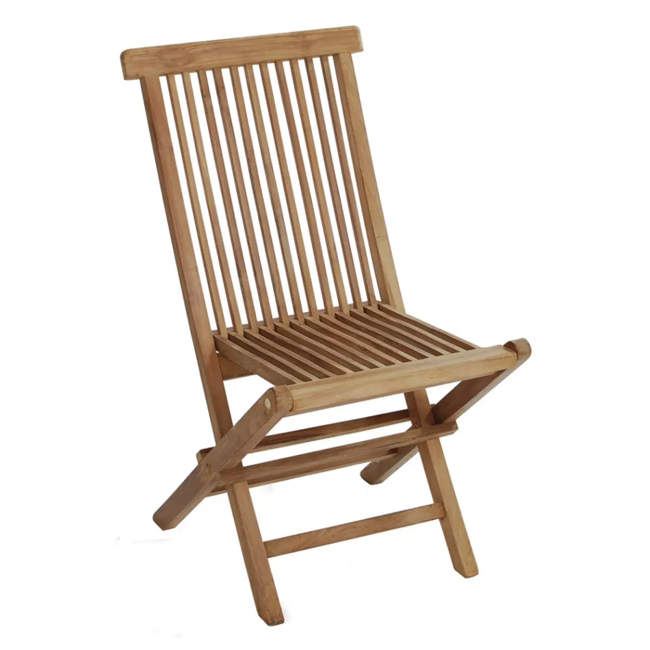 Klappbarer Gartenstuhl aus Teakholz - Hell Viadurini